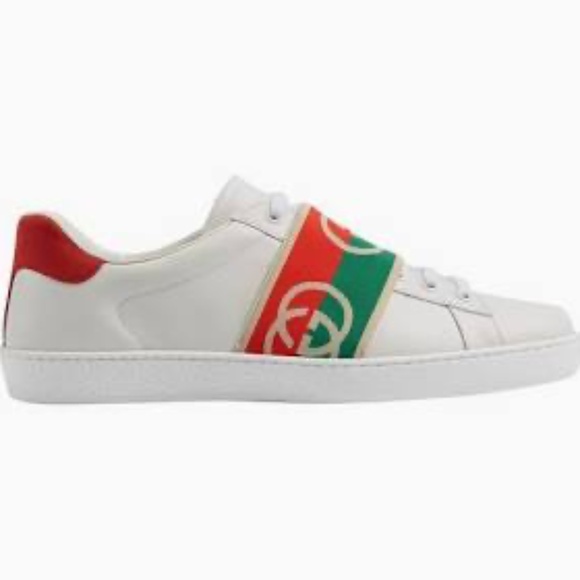 Gucci Ace elastic web interlock G white/red/green size 10 1/2 <<<FLOOR SAMPLE>>> - Picture 1 of 9